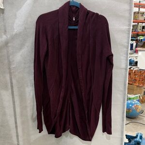 Women's Burgundy Open Front Sweater